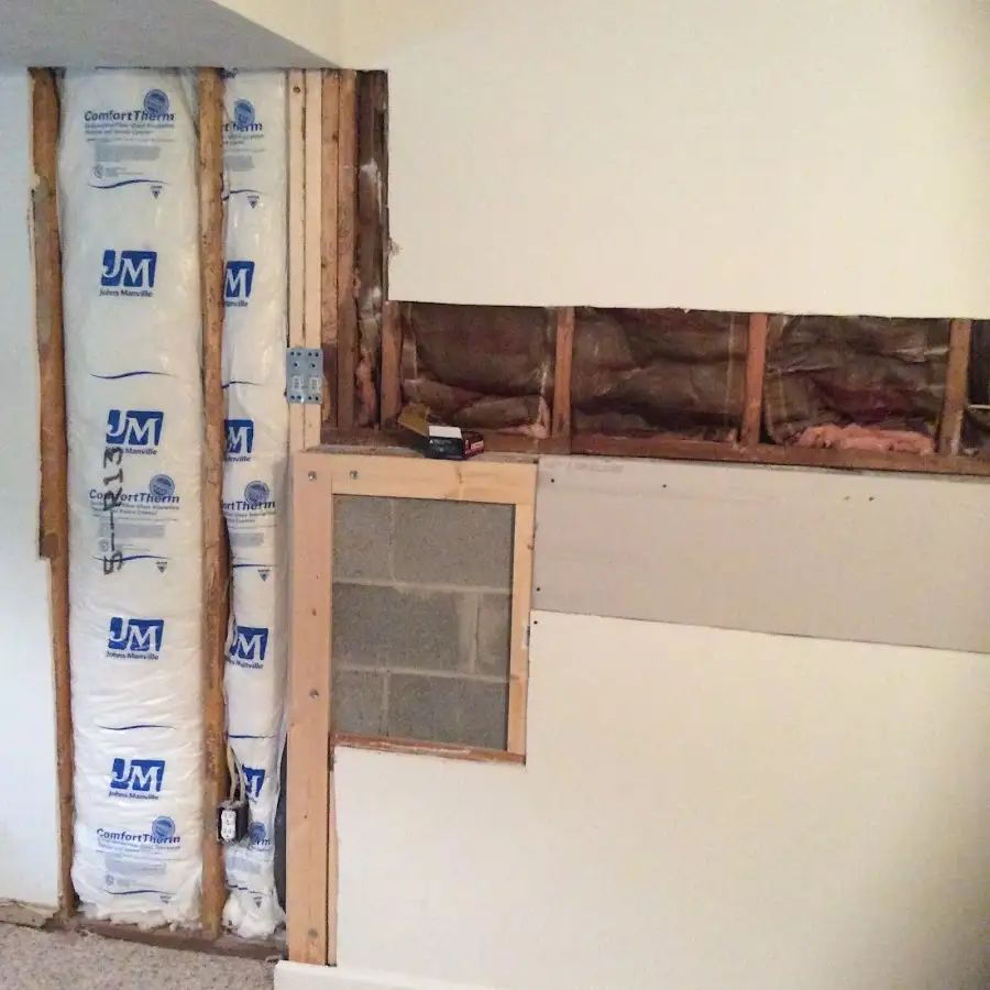 Wall insulation replacement during Basement Flood Cleanup in Herndon